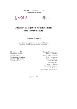 Differential Algebra, Ordered Fields and Model Theory