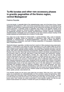 Ta-Nb Borates and Other Rare Accessory Phases in Granitic Pegmatites of the Itremo Region, Central Madagascar