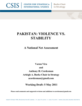 Pakistan: Violence Vs. Stability