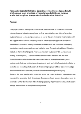 Perinatal / Neonatal Palliative Care