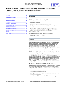 IBM Workplace Collaborative Learning Builds on Core Lotus Learning Management System Capabilities