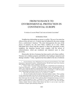 From Nuisance to Environmental Protection in Continental Europe