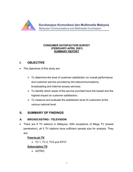 I. Objective Ii. Summary of Findings