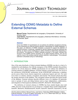 Extending ODMG Metadata to Define External Schemas