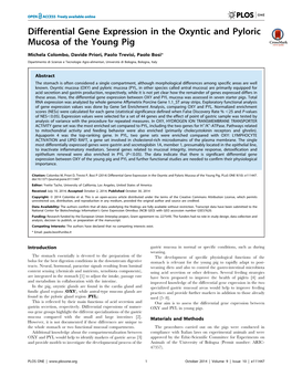 Differential Gene Expression in the Oxyntic and Pyloric Mucosa of the Young Pig