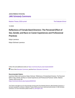 Reflections of Female Band Directors: the Perceived Effect of Sex, Gender, and Race on Career Experiences and Professional Practices