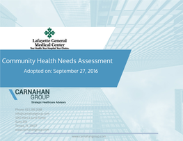 Community Health Needs Assessment Adopted On: September 27, 2016