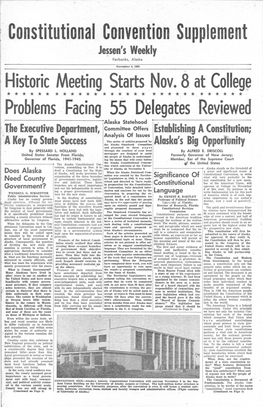 Constitutional Convention Supplement Jes,Sen' S Weekly Fairbanks, Alaska November 4, 1955