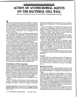 Action of Antimicrobial Agents on the Bacterial Cell Wall Article by Richard E