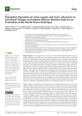 Population Dynamics of Aedes Aegypti and Aedes Albopictus in Two Rural Villages in Southern Mexico: Baseline Data for an Evaluation of the Sterile Insect Technique