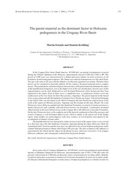 The Parent Material As the Dominant Factor in Holocene Pedogenesis in the Uruguay River Basin