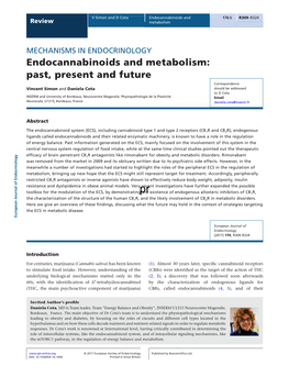 Endocannabinoids and Metabolism: Past, Present and Future