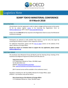 SEARP TOKYO MINISTERIAL CONFERENCE 8-9 March 2018
