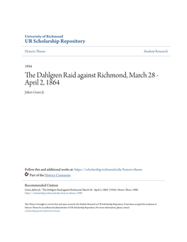 The Dahlgren Raid Against Richmond