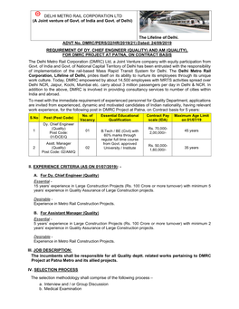 For Dmrc Project at Patna, on Contract Basis