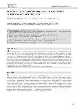 Surgical Anatomy of the Maxillary Nerve in the Zygomatic Region