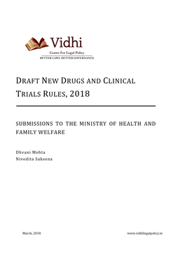 Draft New Drugs and Clinical Trials Rules, 2018