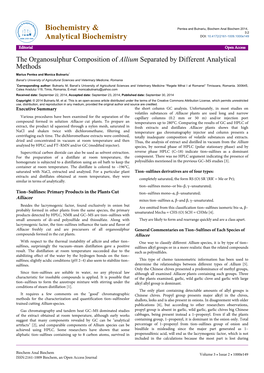 The Organosulphur Composition of Allium Separated by Different Analytical Methods