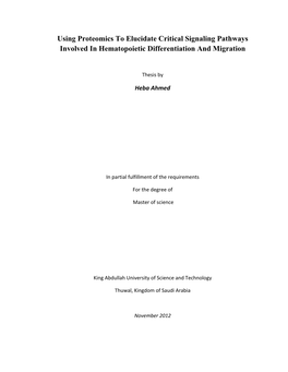 Using Proteomics to Elucidate Critical Signaling Pathways Involved in Hematopoietic Differentiation and Migration