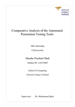 Comparative Analysis of the Automated Penetration Testing Tools