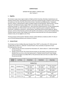 Contest Rules Safeway My Nhl Family™ Contest 2019