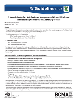 Office Based Management of Alcohol Withdrawal and Prescribing