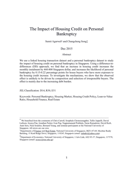 The Impact of Housing Credit on Personal Bankruptcy