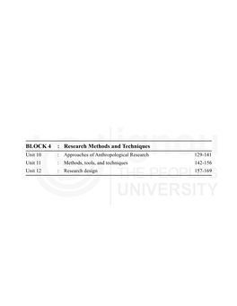 BLOCK 4 : Research Methods and Techniques