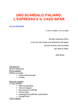 Uno Scandalo Italiano: L'espresso E Il Caso Sifar