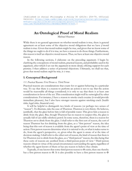 An Ontological Proof of Moral Realism Michael Huemer