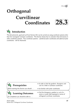 Orthogonal Curvilinear Coordinates 28.3   