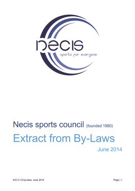 Necis Sports Council (Founded 1980) Extract from By-Laws June 2014