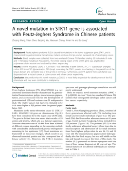 A Novel Mutation in STK11 Gene Is Associated with Peutz-Jeghers