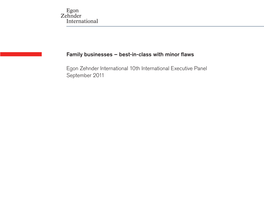 Family Businesses – Best-In-Class with Minor Flaws Egon Zehnder