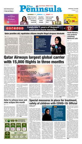Qatar Airways Largest Global Carrier with 15,000 Flights in Three Months
