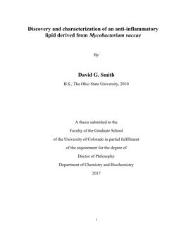 Discovery and Characterization of an Anti-Inflammatory Lipid Derived from Mycobacterium Vaccae