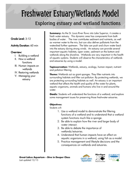 Exploring Estuary and Wetland Functions