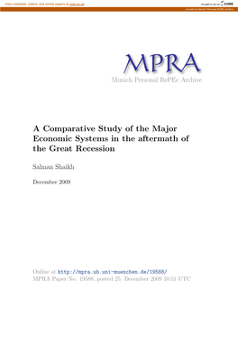 A Comparative Study of the Major Economic Systems in the Aftermath of the Great Recession