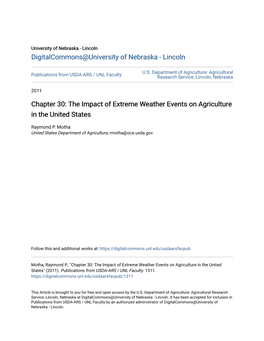 The Impact of Extreme Weather Events on Agriculture in the United States