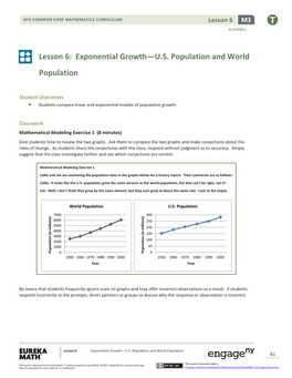 Lesson 6: Exponential Growth—U.S. Population and World Population