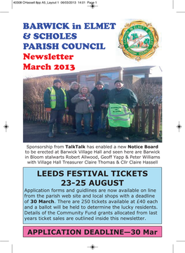 BARWICK in ELMET & SCHOLES PARISH COUNCIL Newsletter