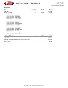 BLITZ - FANTASY FANATICS 2005 League Fees 28-Feb-2006 03:06 PM Eastern $Howtime