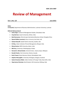 Review of Management, Vol. 3, No. 1/2, June 2013