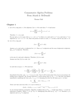 Commutative Algebra Problems from Atiyah & Mcdonald