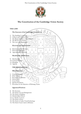 The Constitution of the Cambridge Union Society