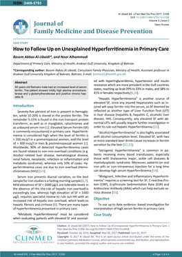 How to Follow up on Unexplained Hyperferritinemia in Primary Care