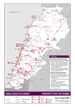 Israeli Assault on Lebanon Transport & Vital Sites