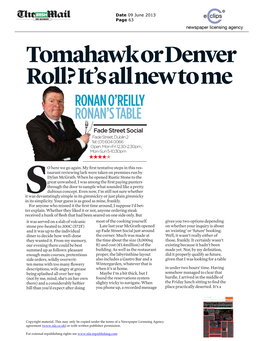 Tomahawk Or Denver Roll?