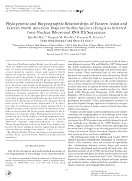 Phylogenetic and Biogeographic Relationships of Eastern Asian And