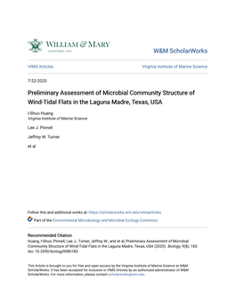 Preliminary Assessment of Microbial Community Structure of Wind-Tidal Flats in the Laguna Madre, Texas, USA